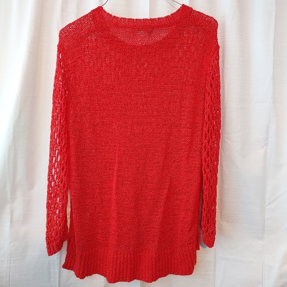 Christian Siriano Runway| Coral Open Knit High Low Hem| Sweater| M - Picture 2 of 5